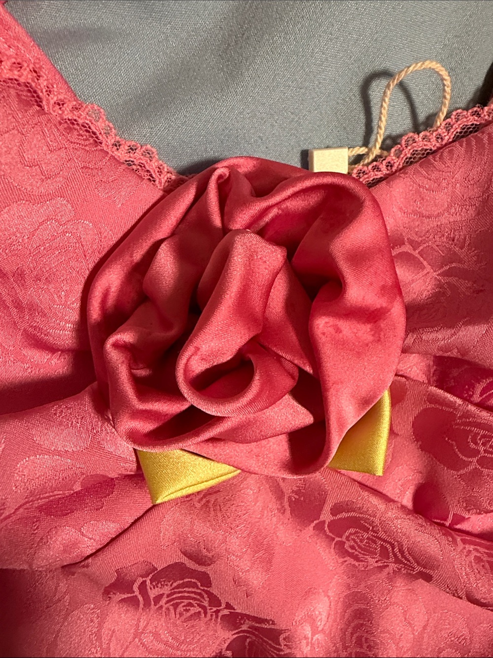For Love & Lemons Pink Floral Lace Chemise with Rosette - Picture 5 of 5